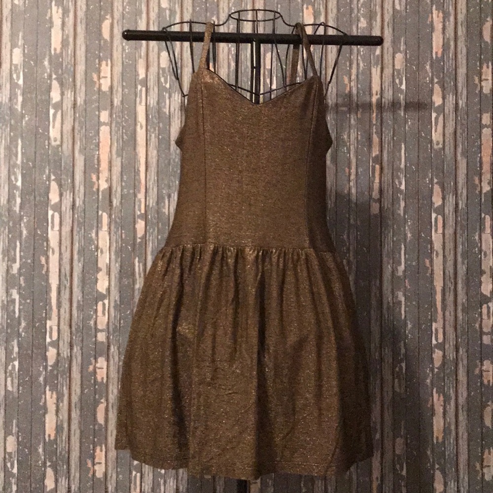 LUX Urban Outfitters Gold sparkly mini dress M